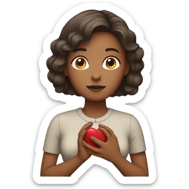 Woman with hand over her heart sticker