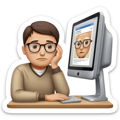 a shop owner who is not satisfied with local sales and is sad and tired of meta ads marketing getting no response sticker