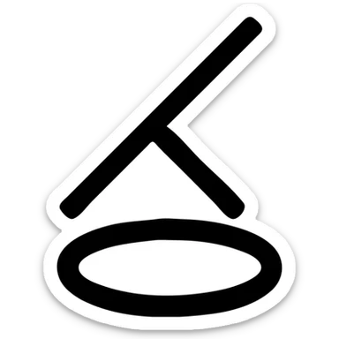 Two straight strokes meeting at ~30–35 ° and an open-base ellipse. No fill, 2 px stroke at 24 × 24 px.	 sticker