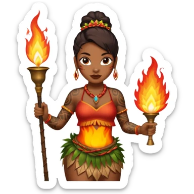 hawaiian female fire dancer with tattoos sticker