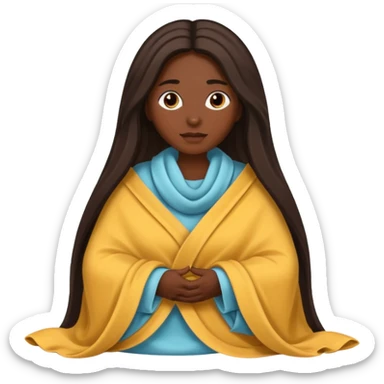 dark skin long haired woman with tucked blanket sticker