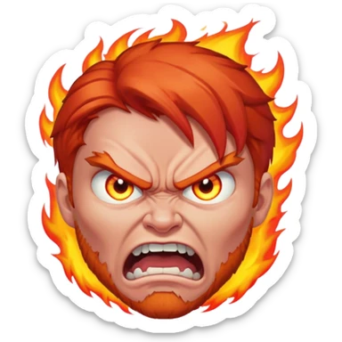 Red head super angry and furious with fire  sticker