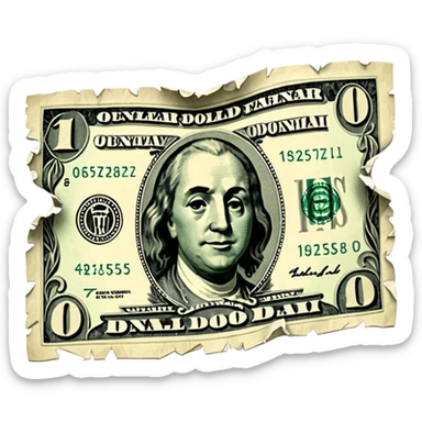 Ripped dollar bill sticker