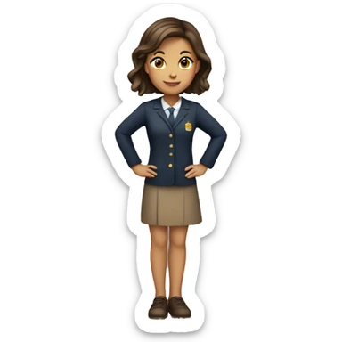 girl with brown hair and tan skin in teachers uniform sticker