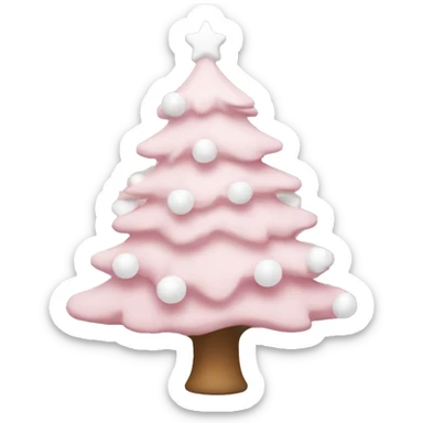 light pink christmas tree with white decorations  sticker