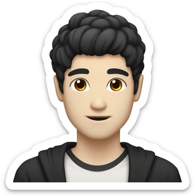 white skin color japanese man with black anime hair, make it from shoulders and create only one emoji MAKE BLACK HAİR BLACK sticker
