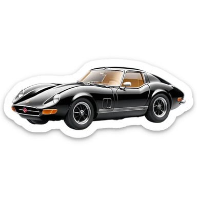 Minimalistic automotive-themed emoji, black circular background, highly detailed shiny restored scale model car with perfect glossy paint, soft studio lighting, subtle glow, cinematic highlights, clean vector illustration, premium look, centered composition sticker