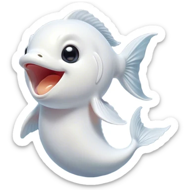 Cinematic Cute Yawning White Goldfish Portrait Emoji, Head tilted slightly with a dramatic, wide-open yawn, showcasing a smooth, pure white body with graceful, flowing fins, eyes barely open in drowsy contentment, Simplified yet irresistibly adorable features, highly detailed, glowing with a soft, cozy glow, high shine, relaxed yet expressive, stylized with a touch of whimsy, bright and endearing, soft glowing outline, capturing the essence of a sleepy yet affectionate goldfish, so drowsy it feels like it could float out of the screen and curl up for a nap! sticker