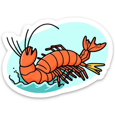 Shrimp running out of a explosion sticker