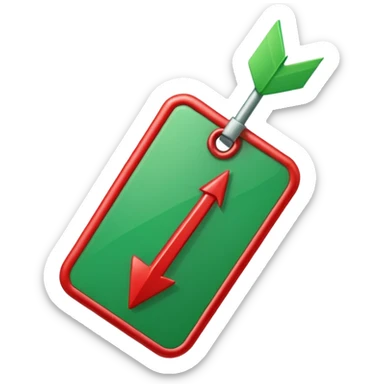 Tag vermelha com uma flecha pra cima verde do lado sticker