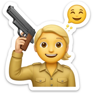 It should look like the standard smiling emoji which is ironically holding a gun to his head sticker