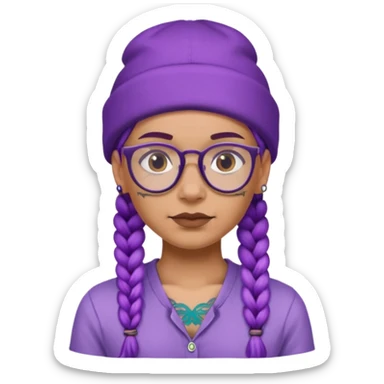 tattoed face, normal glassess, fat venice gondolier with iconic hat and purple braided hair sticker