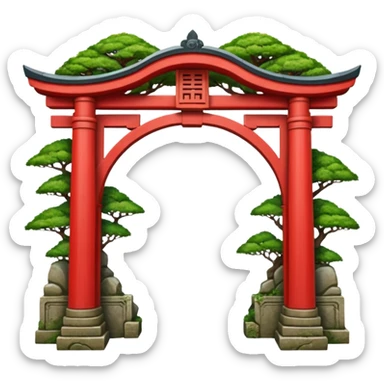 Japanese red archway aesthetic scenery  sticker