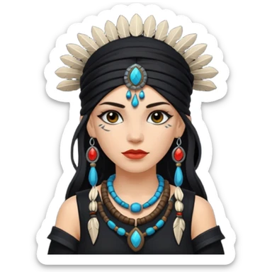 white shaman woman black clothes black accesories  sticker