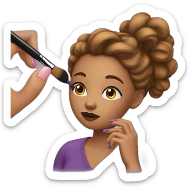 Girl applying makeup sticker