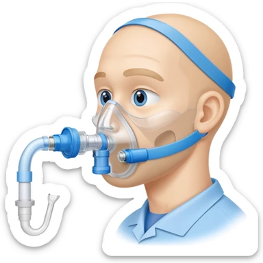Blue VO2 max testing mouthpiece with breathing valve and tube, with nose clip, laboratory testing equipment sticker