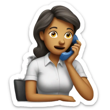 Frustrated lady on a phone call handling alot of documents sticker