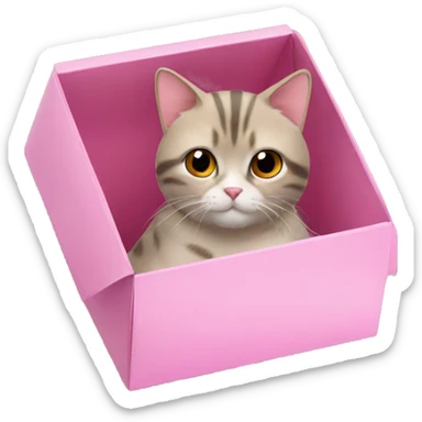 Cat in a pink palm puff box sticker