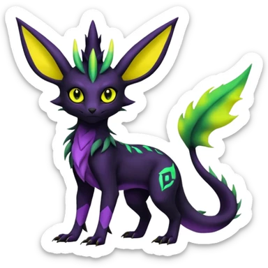Dark Edgy Salandit-Leafeon-Umbreon-Fakémon-hybrid-creature (full body)  sticker