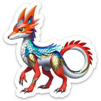 Shiny Colorful Sergal-Meloetta-Latias-Koraidon-Peppercat-Wargreymon-Protogen-Pokémon-Digimon-Fakémon-fusion-hybrid-creature sticker