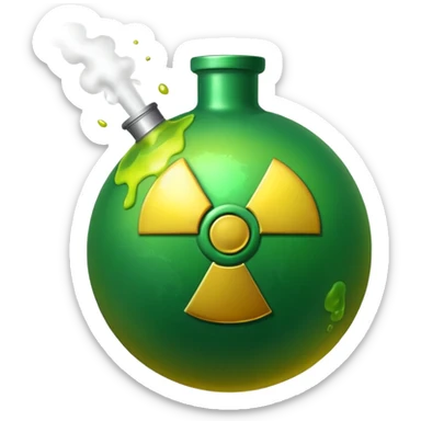 create a poison bomb which is radioactive in color, make the poison inside spoiling out and make the bomb gradient from green to yellow, make the bomb a sphere, dont add a radioactive symbol in the middle sticker