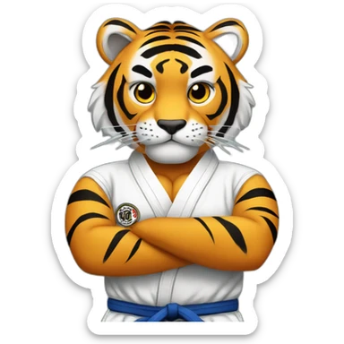 Tiger jiu jitsu with his arms crossed sticker
