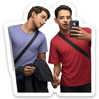 boys posing with mirror reflection sticker