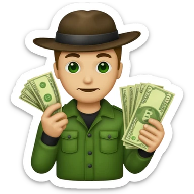 Make a robber emoji holding a bank cash sticker
