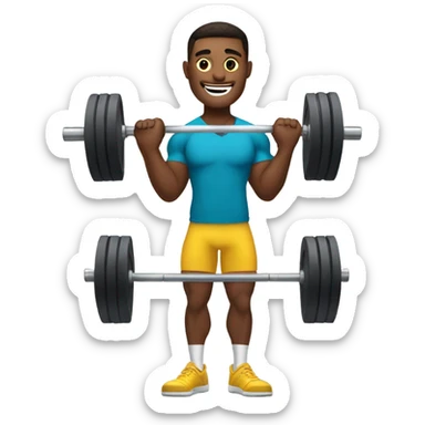 smiling man in jacket create pic working out with weights 💪🏽🦵🏽 sticker