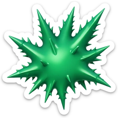 A glossy green paint splash with irregular spiky edges on a transparent background. sticker