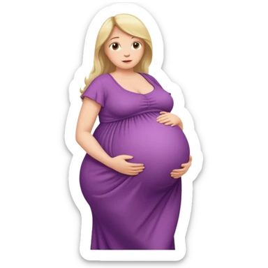 very heavily pregnant overdue woman with very large belly sticker