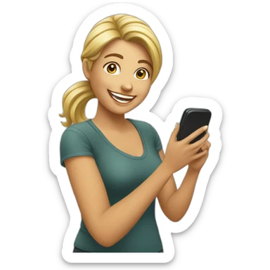Happy Woman pressing phone  sticker