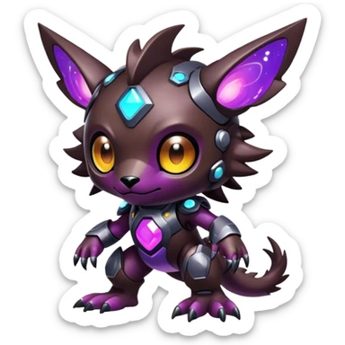 Cute cool colorful futuristic dark nebula fantasy-Digimon-animal-hybrid full body sticker
