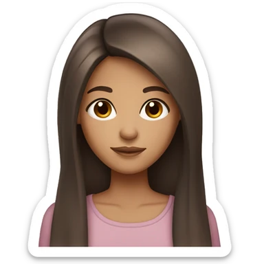 Cozy brunette girl with brown eyes and tan skin with straight hair sticker
