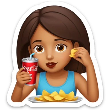 home brown girl with chips and cola  sticker