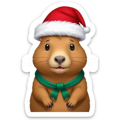 Capybara con gorrito de navidad con un montón de poses para paquete de sticker de WhatsApp  sticker
