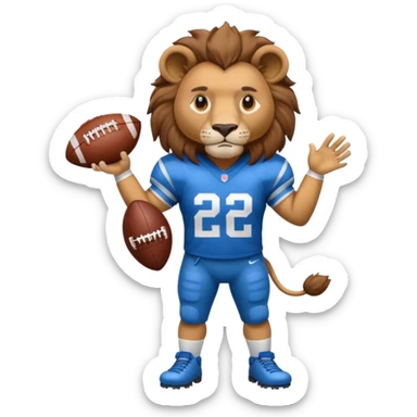 blue color lion wearing american football jersey sticker