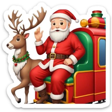 treno do papai noel com varias renas de natal com papai noel  sticker