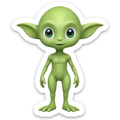 full body cute humanoid peacefull alien furry with 2 legs and eye stalks stands upright and looks intelligent ...wears clothing sticker