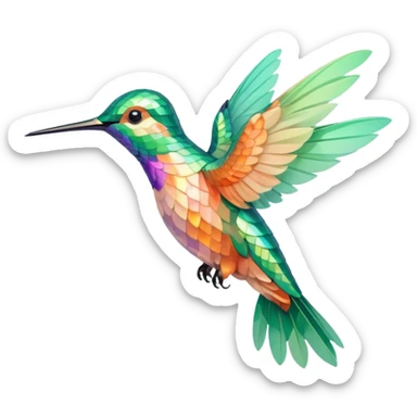 peach and mint humming bird, warm colours  sticker