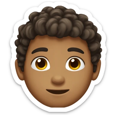 Boy with fluffy dark brown hair with really tan skin and brown eyes sticker
