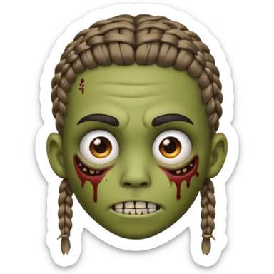 can you make an boy zombie emoji with small stitch braids and a eyebrow piercing on his right eyebrow and a diagonal eyebrow piercing on his left eyebrow sticker