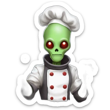alien chef scifi roguelike rpg style inspired by slay the spire digital art sticker
