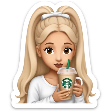 Ariana grande holding a Starbucks cup sticker