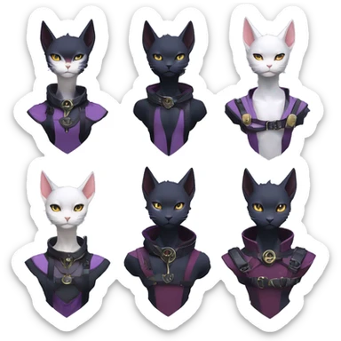cool kawaii anime edgy distinguished pretty elegant beautiful fantasy black ethereal nargacuga-Noivern-sphynx-Quiana-Fakemon collar techwear harness belt pouches sticker