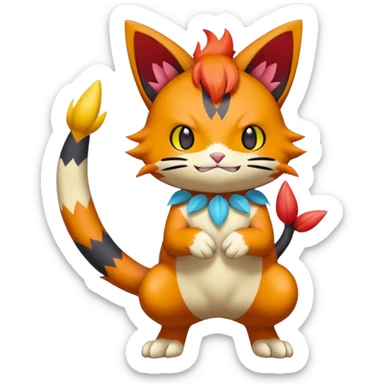 Sprigatito-Floragato-Meowscarada-Torracat-Pokémon-Fakémon-hybrid-fusion-creature (full body) sticker
