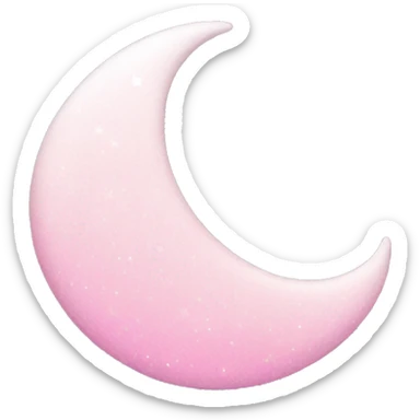 Pink crescent moon with sparkly white clouds sticker