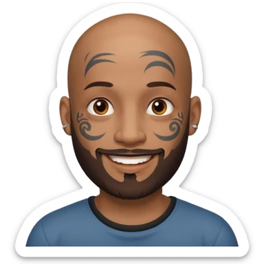 bald bearded man with face tattoo sticker