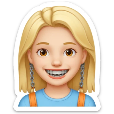 girl with metal braces on teeth sticker
