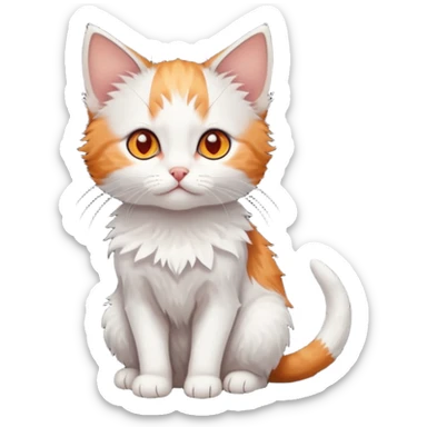 full body of very small + skinny ginger and white kitten with deep orange eyes and triangular shaped face sticker
